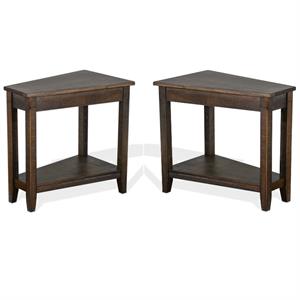 Home Square 16&quot Transitional Wood Chair Side Table in Tobacco Leaf - Set of 2