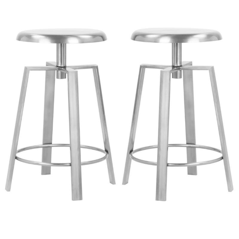 Home Square Silver Iron Counter and Bar Stool - Set of 2