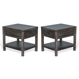 Home Square 22&quot Transitional Mindi Wood End Table in Dark Brown - Set of 2