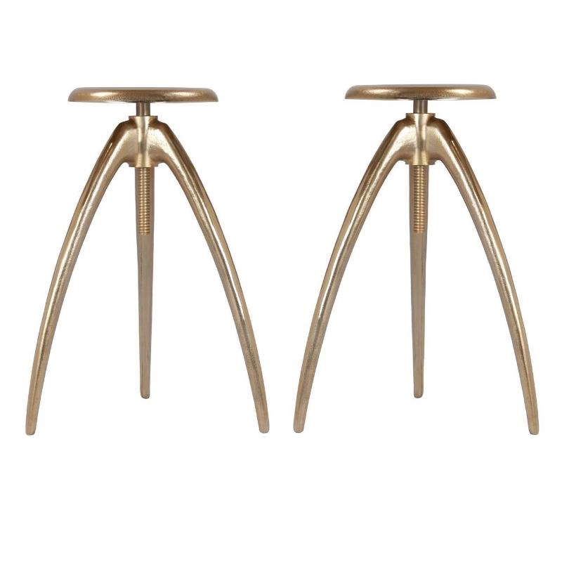 Home Square Gold Aluminum Counter and Bar Stool - Set of 2