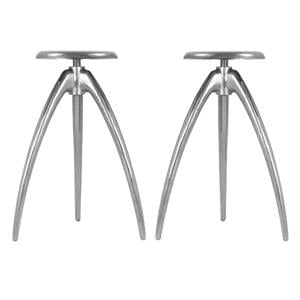 Home Square Silver Aluminum Counter and Bar Stool - Set of 2