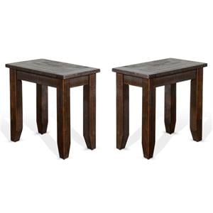 Home Square 14&quot Mahogany Wood Chair Side Table in Tobacco Leaf - Set of 2