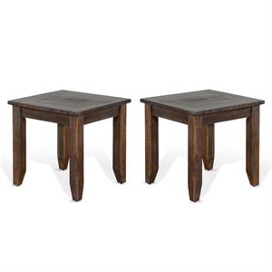 Home Square Homestead 22&quot Mahogany Wood End Table in Tobacco Leaf - Set of 2