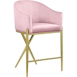 Home Square Pink Velvet Counter Stool with Gold Metal Legs - Set of 2