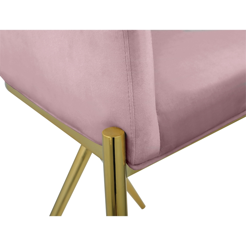 Home Square Pink Velvet Counter Stool with Gold Metal Legs - Set of 2