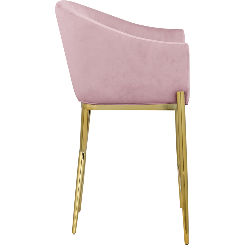 Home Square Pink Velvet Counter Stool with Gold Metal Legs - Set of 2