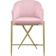 Home Square Pink Velvet Counter Stool with Gold Metal Legs - Set of 2