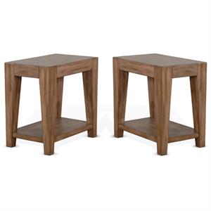 Home Square 25&quot Mid-Century Wood Chair Side Table in Taupe Brown - Set of 2