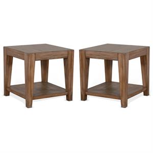 Home Square Doe Valley 24&quot Mid-Century Wood End Table in Taupe Brown - Set of 2