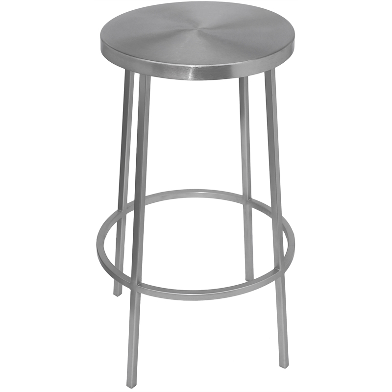 Home Square Brushed Silver Iron Counter Stool - Set of 2