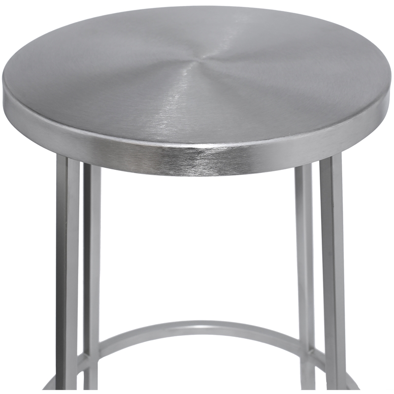 Home Square Brushed Silver Iron Counter Stool - Set of 2