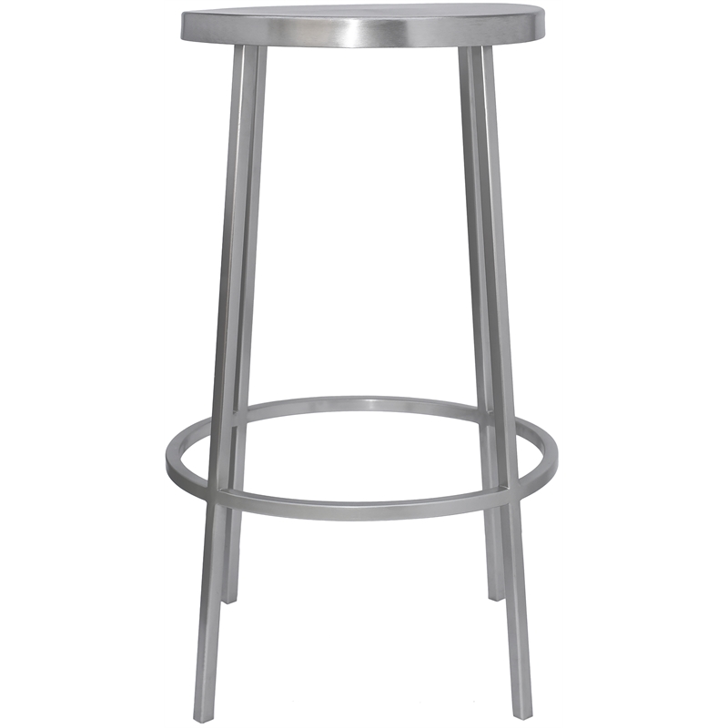 Home Square Brushed Silver Iron Counter Stool - Set of 2