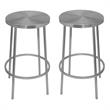 Home Square Brushed Silver Iron Counter Stool - Set of 2
