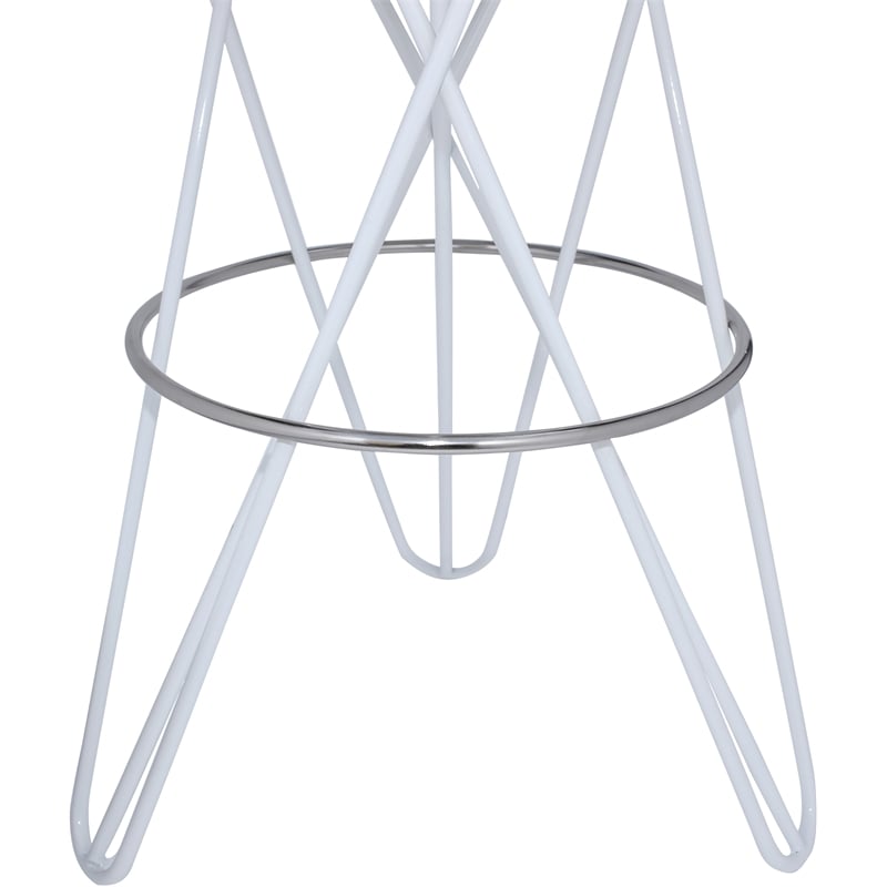 Home Square Brushed Silver Iron / White Powder Coated Barstool - Set of 2