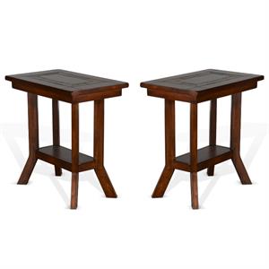Home Square 25&quot Mahogany Wood Chair Side Table in Dark Chocolate - Set of 2