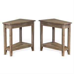 Home Square 16&quot Transitional Wood Chair Side Table in Light Brown - Set of 2