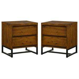 home square reed brown wooden nightstand - set of 2