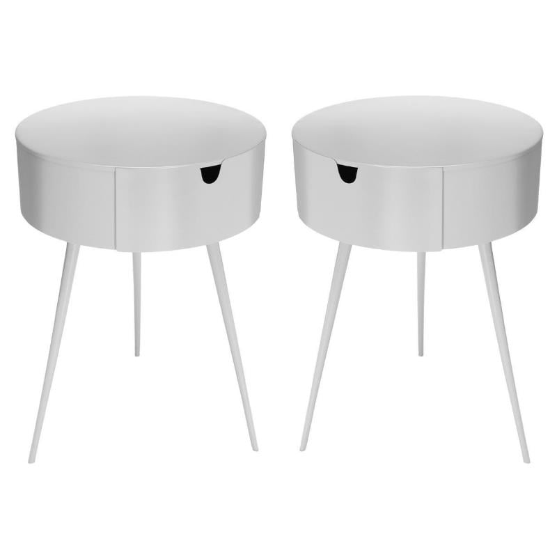 Home Square Furniture White Metal Nightstand - Set of 2