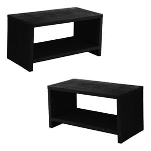 Home Square Furniture Black Velvet Nightstand - Set of 2