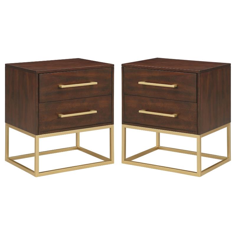 Home Square Night Stand in Dark Cherry Finish - Set of 2