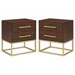 Home Square Night Stand in Dark Cherry Finish - Set of 2