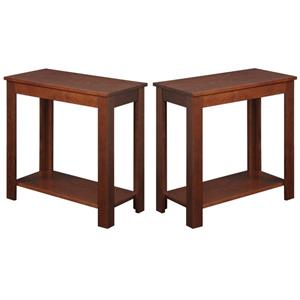home sqaure chairside end table in espresso mahogany wood finish - set of 2