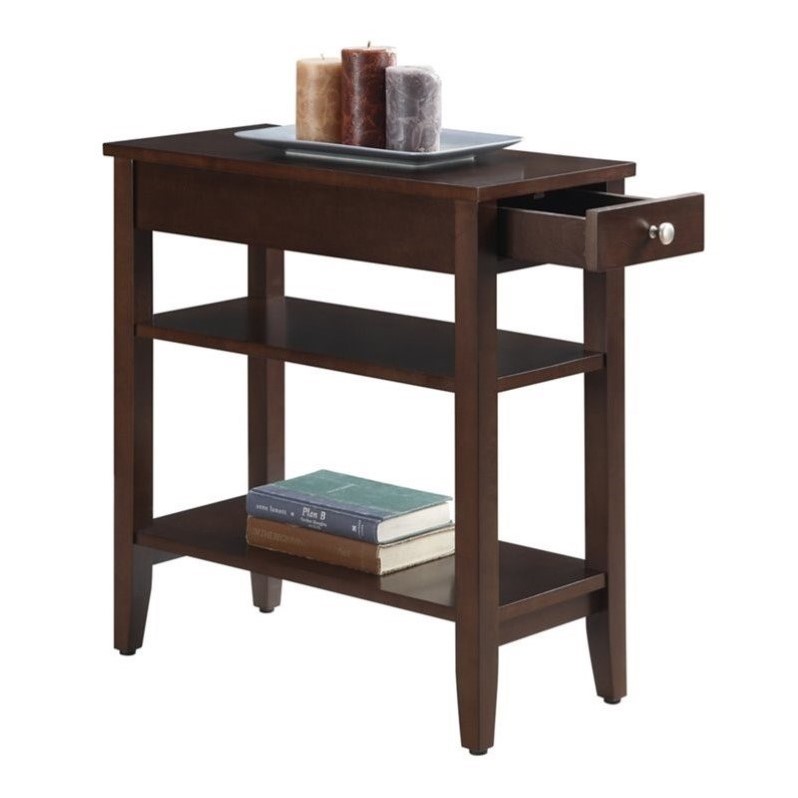 Home Square 3 Tier End Table in Espresso Wood Finish - Set of 2