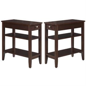 Home Square 3 Tier End Table in Espresso Wood Finish - Set of 2