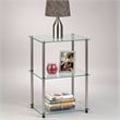 Home Square Classic Clear Glass 3 Tier Lamp Table - Set of 2