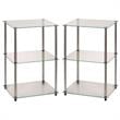 Home Square Classic Clear Glass 3 Tier Lamp Table - Set of 2