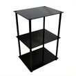 Home Square Classic Glass 3 Tier Lamp Table in Black - Set of 2