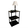 Home Square Classic Glass 3 Tier Lamp Table in Black - Set of 2