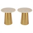 Home Square Contemporary Marble End Table in Gold - Set of 2