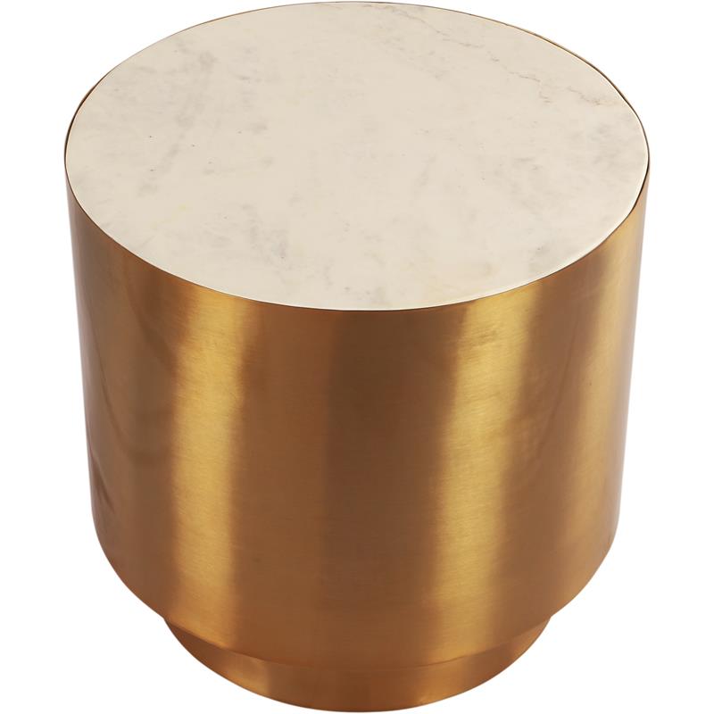 Home Square Contemporary Marble End Table in Gold - Set of 2
