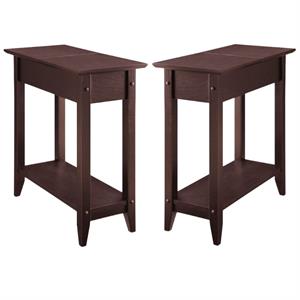Home Square Flip Top End Table - Espresso Wood Finish - Set of 2