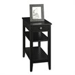 Home Square 3-Tier End Table with Drawer in Black Wood Finish - Set of 2