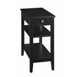 Home Square 3-Tier End Table with Drawer in Black Wood Finish - Set of 2