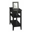 Home Square 3-Tier End Table with Drawer in Black Wood Finish - Set of 2