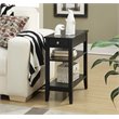 Home Square 3-Tier End Table with Drawer in Black Wood Finish - Set of 2