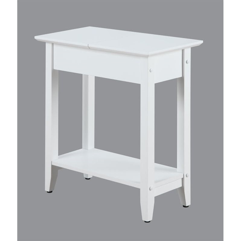 Home Square Flip Top End Table in White Wood Finish - Set of 2