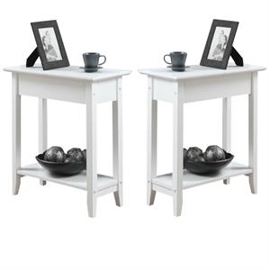 Home Square Flip Top End Table in White Wood Finish - Set of 2