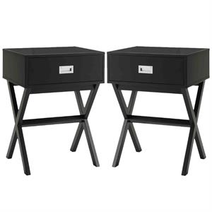 Home Square Designs2Go Landon End Table in Black Wood Finish - Set of 2