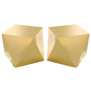 Home Square Stainless Steel Contemporary End Table in Gold - Set of 2