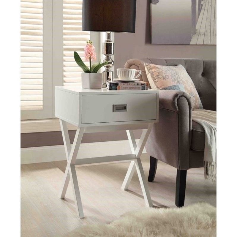 Home Square Designs2Go Landon End Table in White Wood Finish - Set of 2