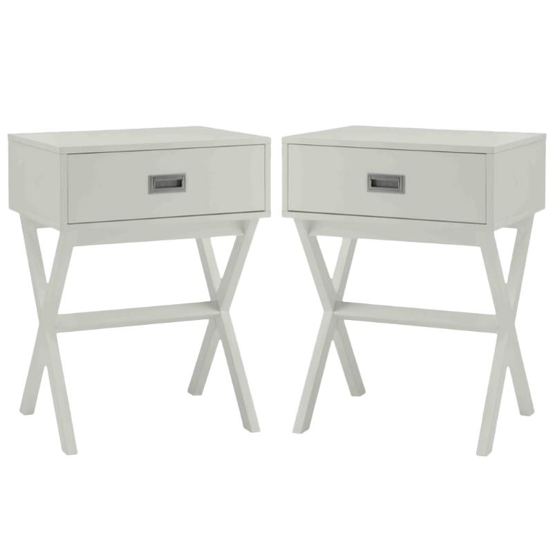 Home Square Designs2Go Landon End Table in White Wood Finish - Set of 2