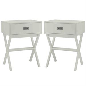 Home Square Designs2Go Landon End Table in White Wood Finish - Set of 2