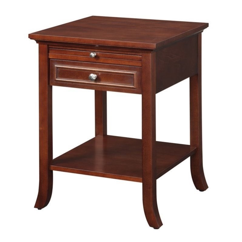 Home Square End Table in Espresso Mahogany Wood Finish - Set of 2