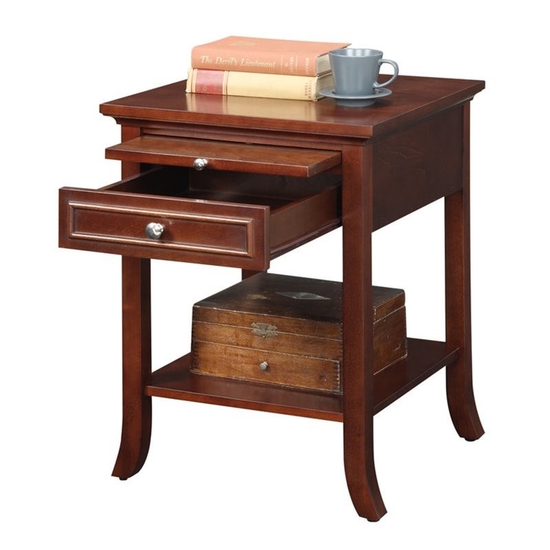 Home Square End Table in Espresso Mahogany Wood Finish - Set of 2
