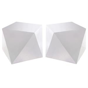 Home Square Stainless Steel Contemporary End Table in Silver - Set of 2