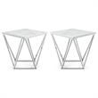 Home Square Stone With Marble Veneer End Table in Chrome - Set of 2